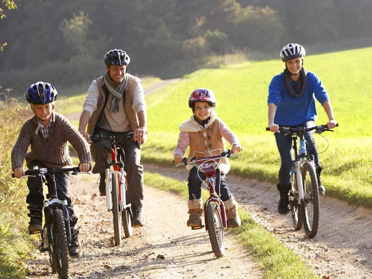 Family On Bike Ride Background