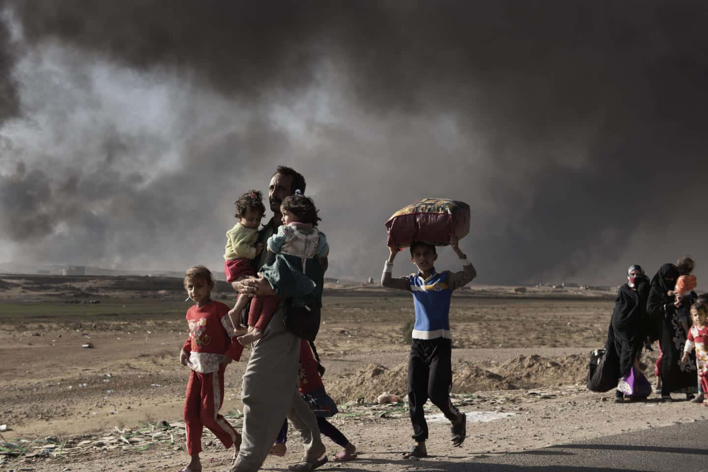 Family Receiving Humanitarian Aid Background