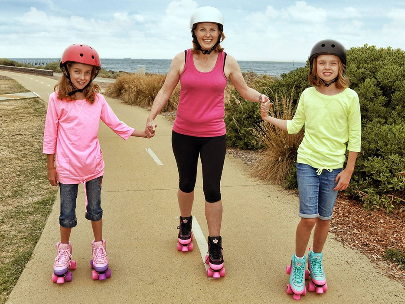 Family Rollerblading Leisure Activity Background