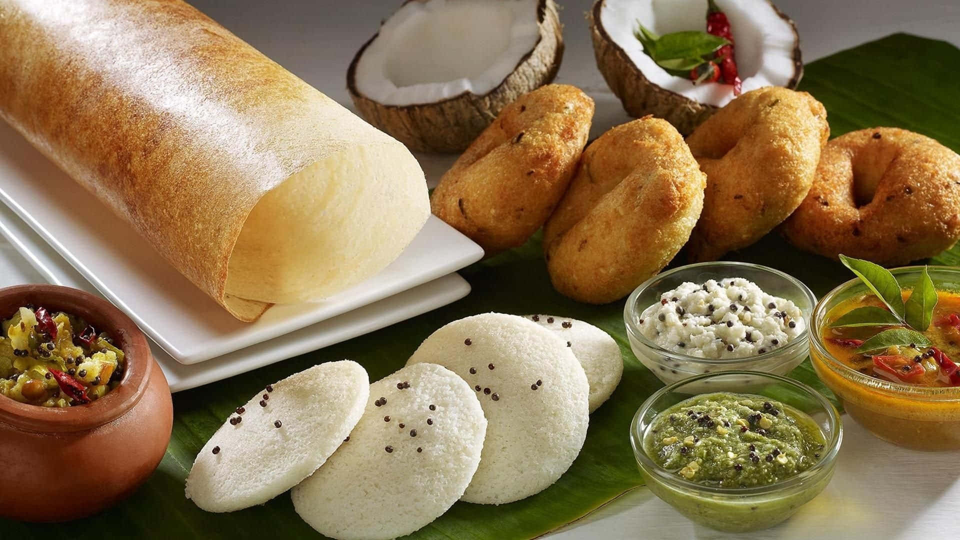 Famous Indian Food Tasty Dosa Background