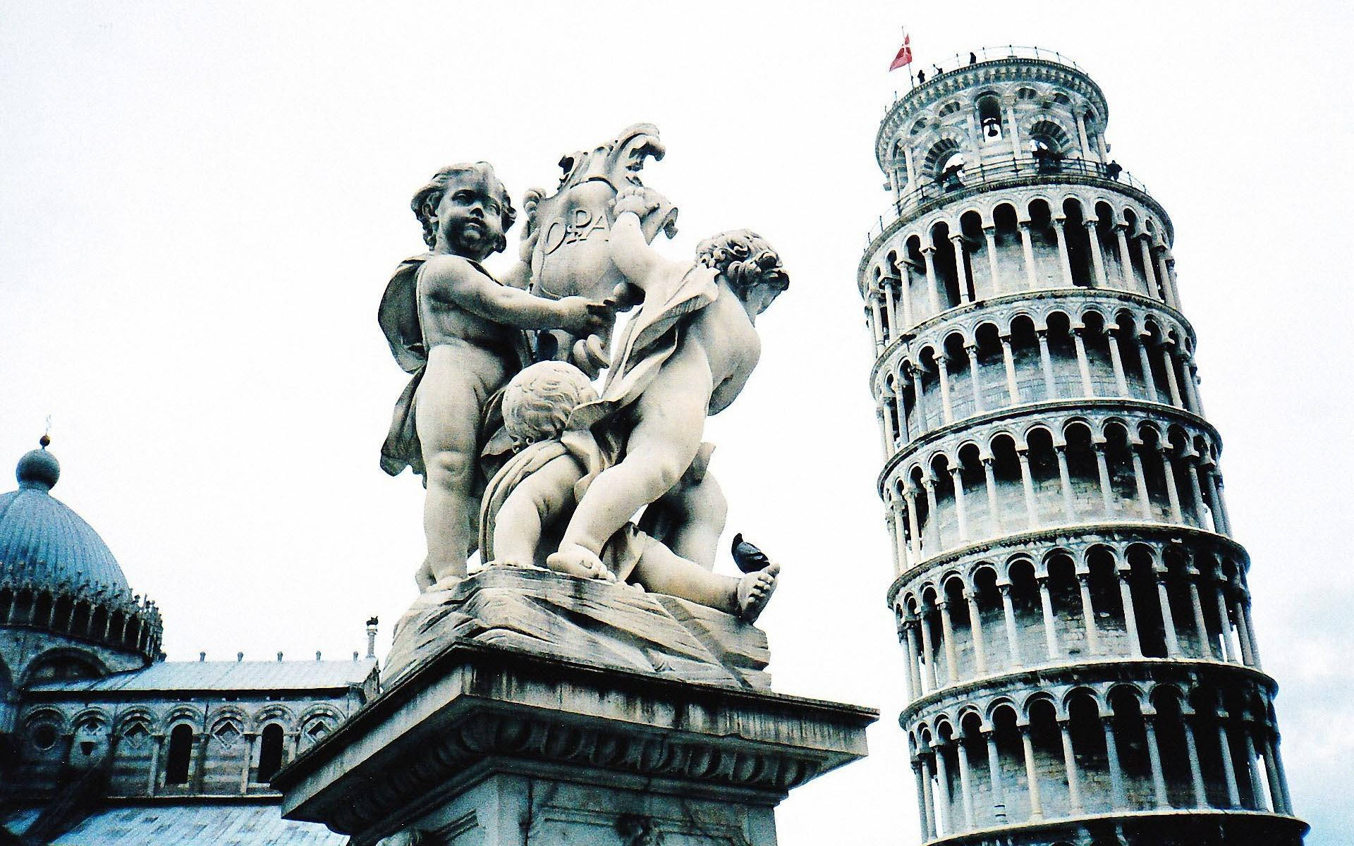 Famous Leaning Tower Of Pisa Sculpture Background