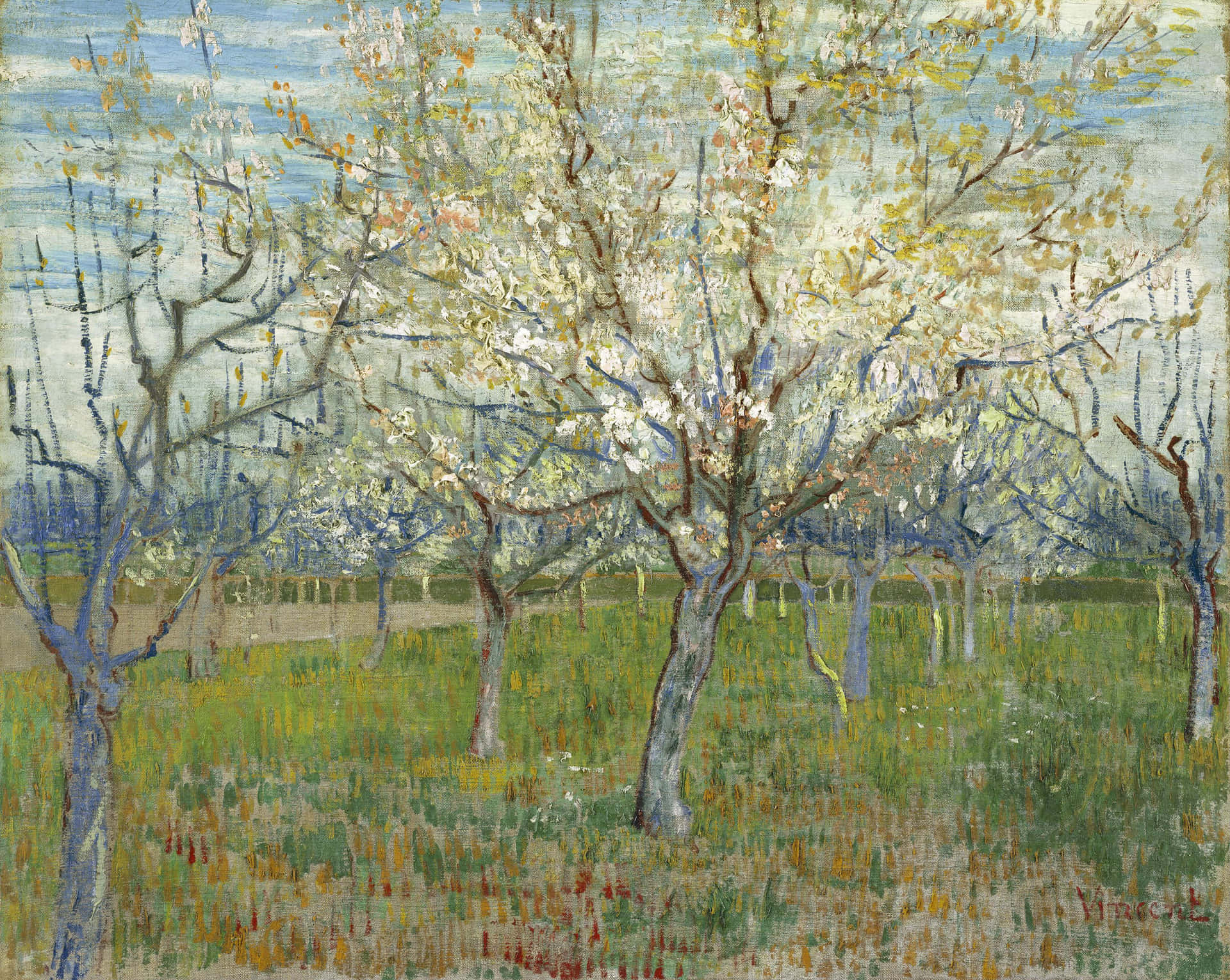 Famous Painting “almond Blossoms” By Vincent Van Gogh Background