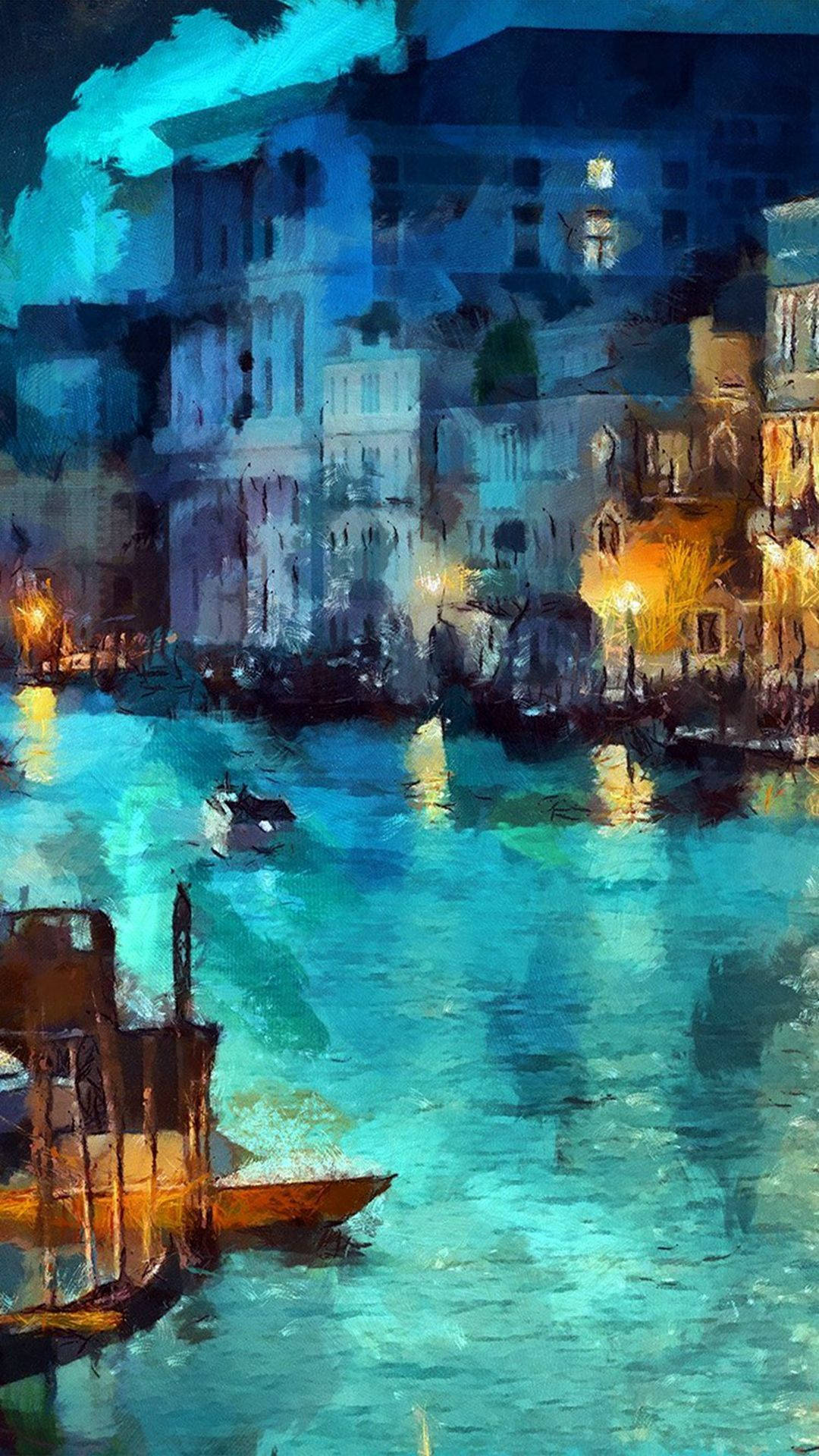 Famous Paintings Iphone Of City On Water Background