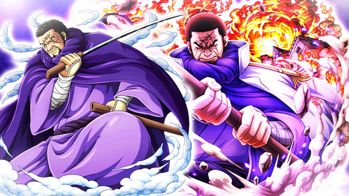 Famous Samurai Issho Fujitora Standing Atop A Mountain Background