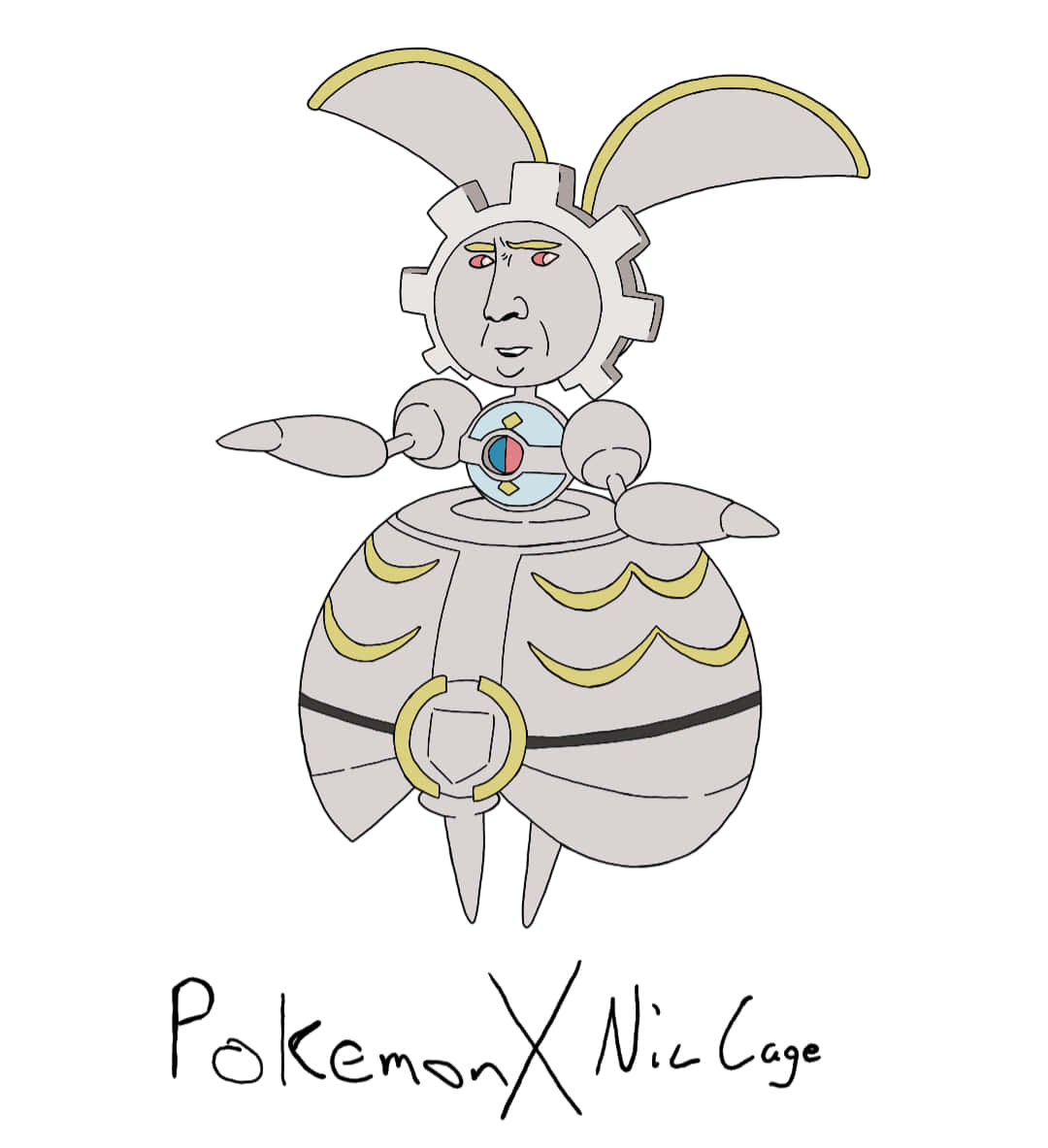 Fan Art Fusion Of Magearna And Nicolas Cage Background