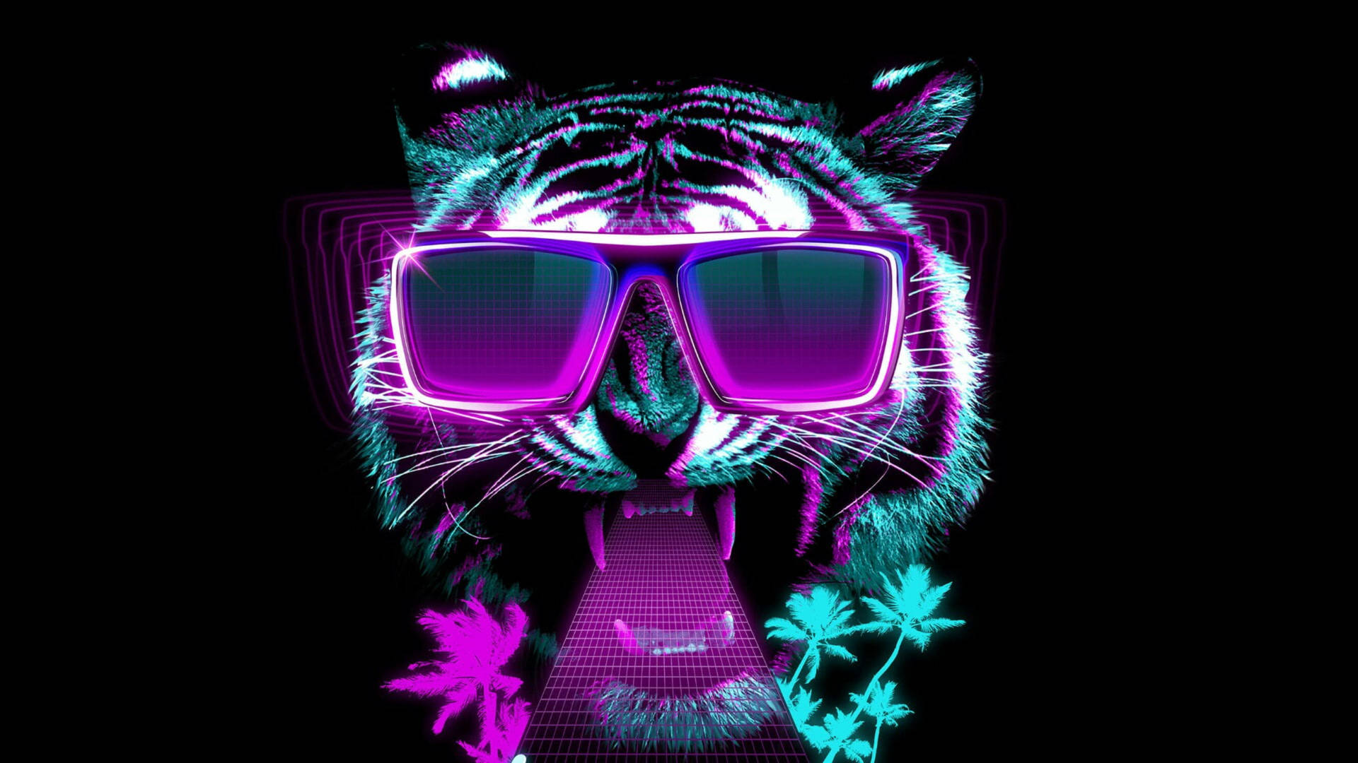 Fan Art Neon Aesthetic Tiger Background