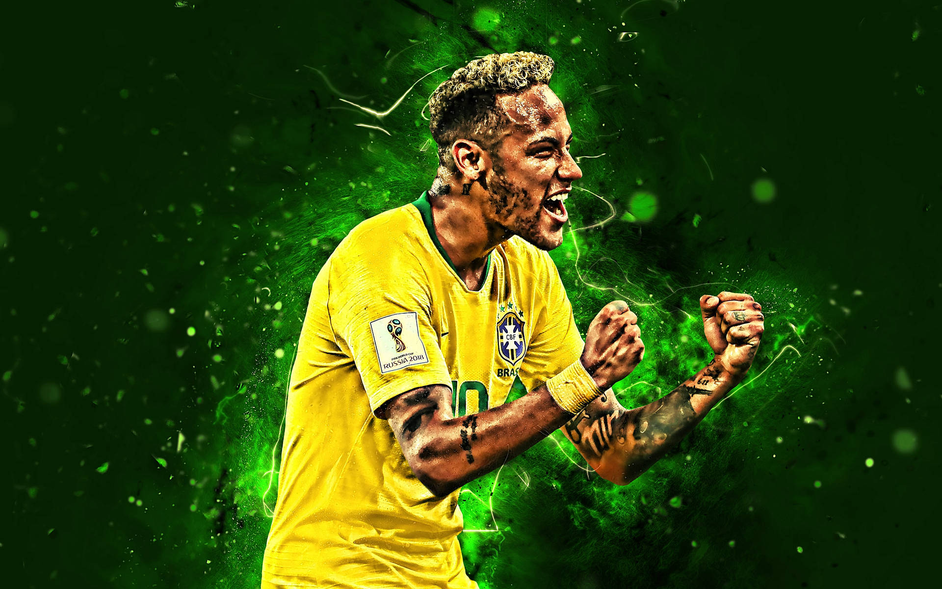 Fanart Of Neymar Jr In Yellow Background
