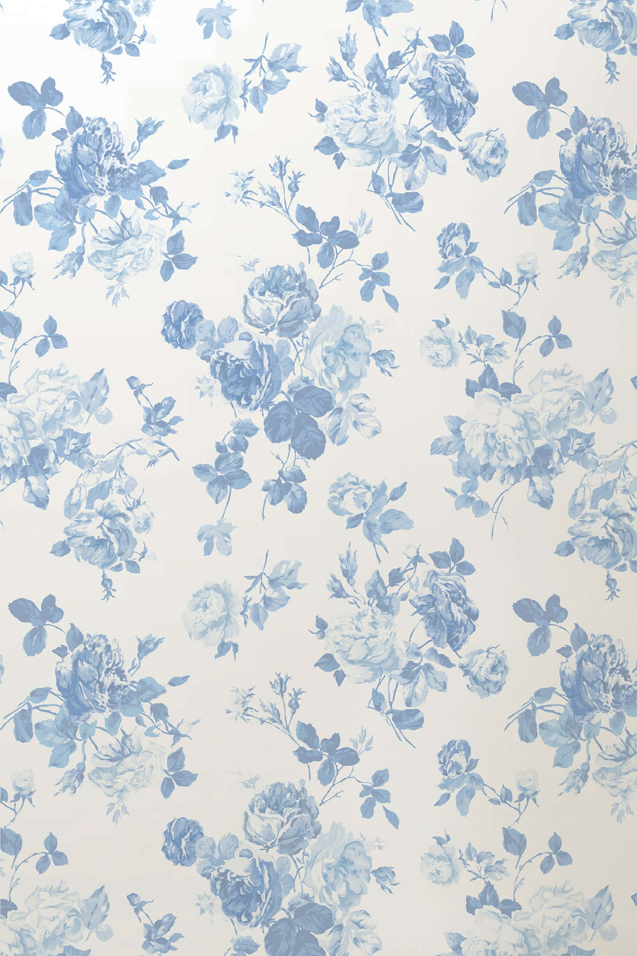 Fancy Blue Flowers White Phone Background