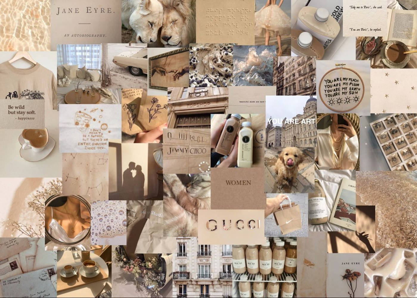 Fancy Brown Aesthetic Collage Laptop Background