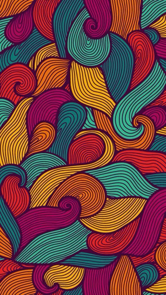 Fancy Colorful Curved Doodles Background