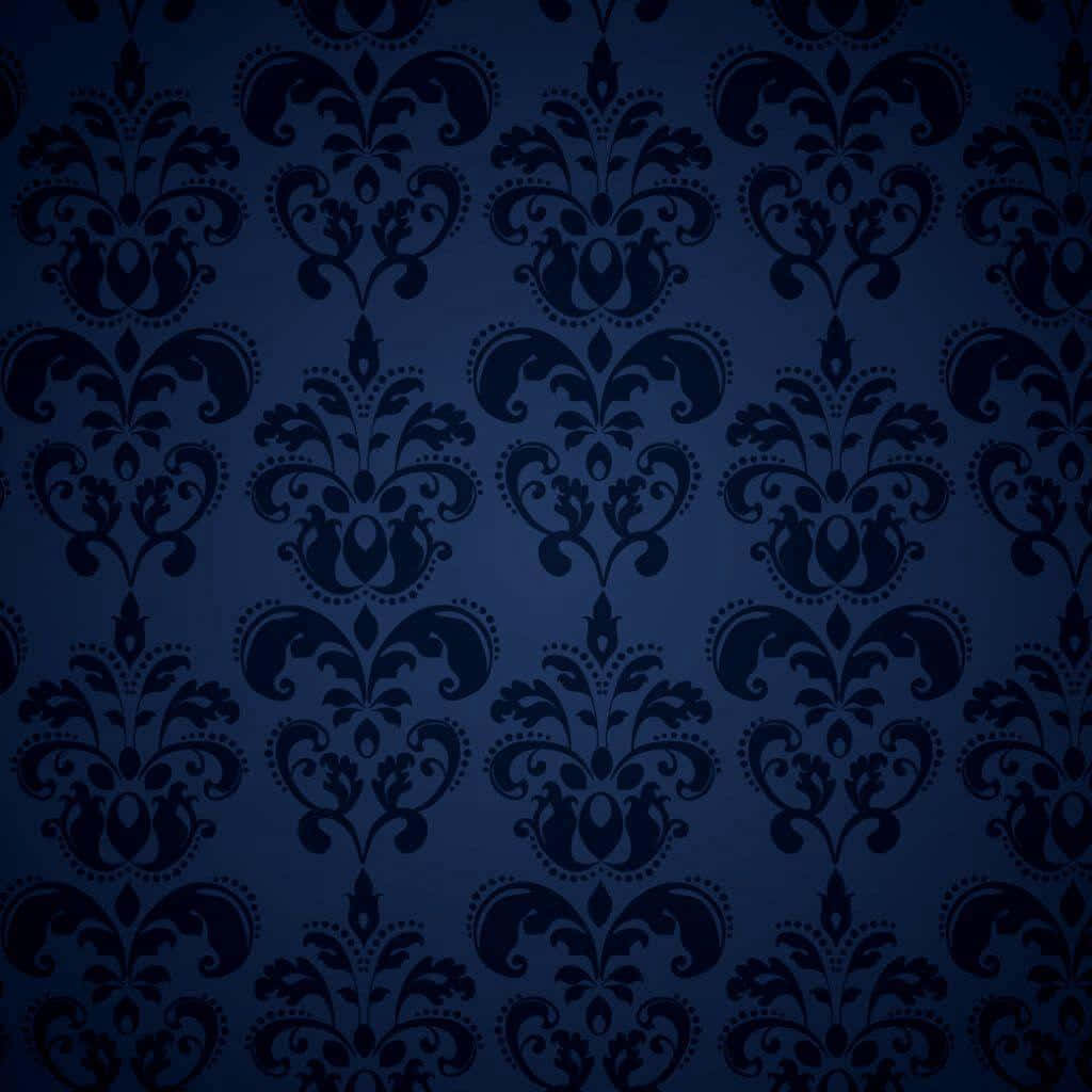 Fancy Dark Blue Damask Background