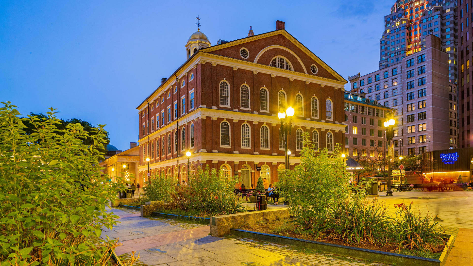 Faneuil Hall Plants Night Time