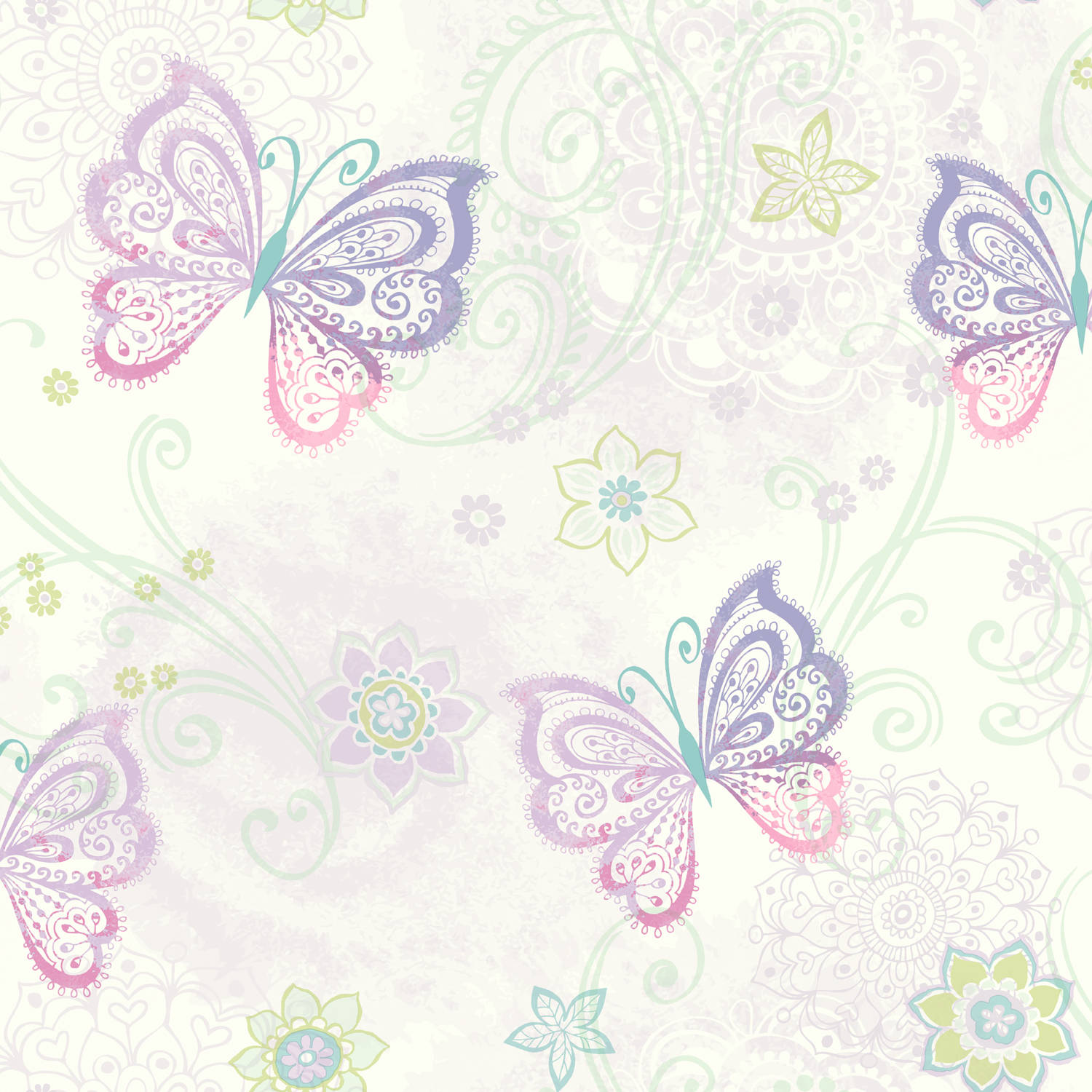 Fantasia Boho Purple Pastel Butterflies Background