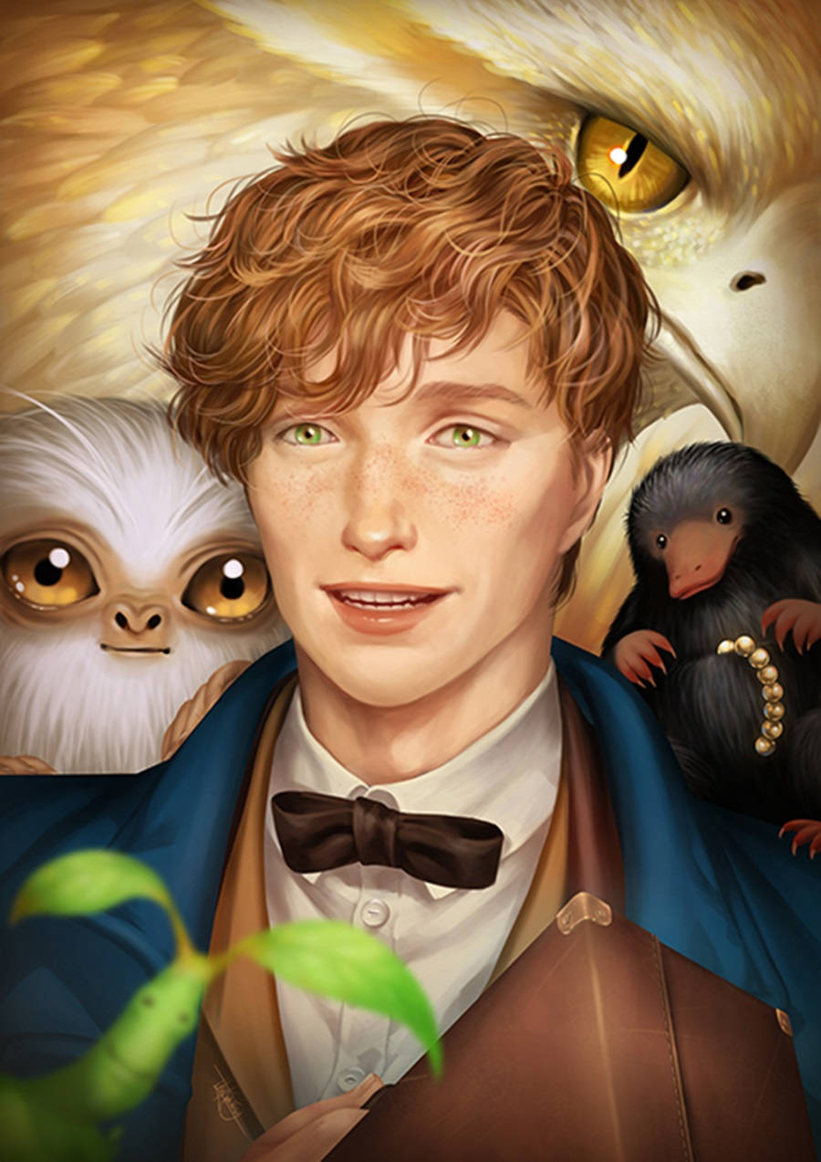 Fantastic Beasts And Where To Find Them Newt Scamander Drawing Fanart Background