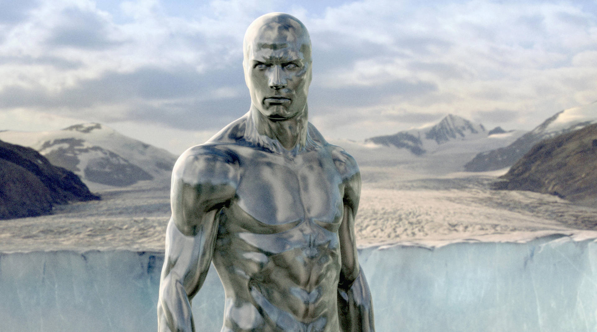 Fantastic Four Silver Surfer At Mountains Background