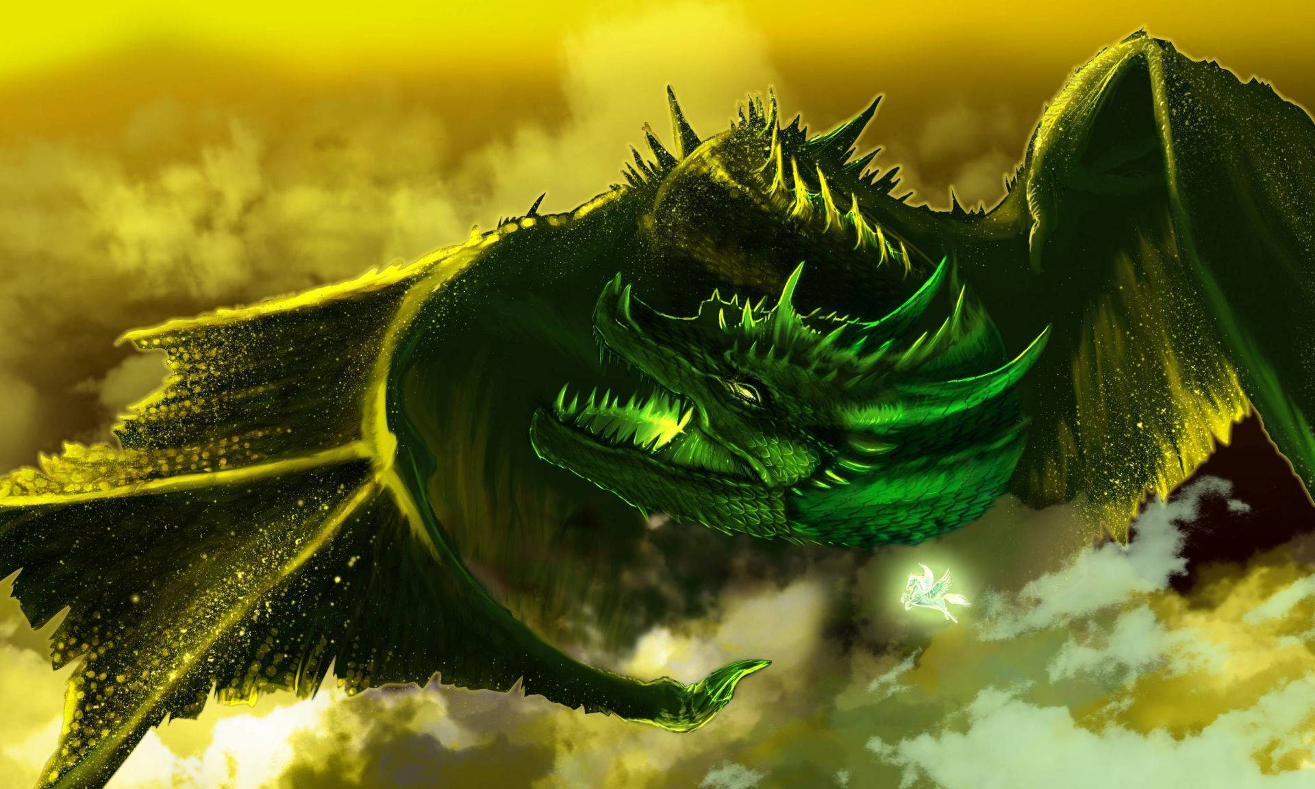 Fantastic Green Earth Dragon Art Background