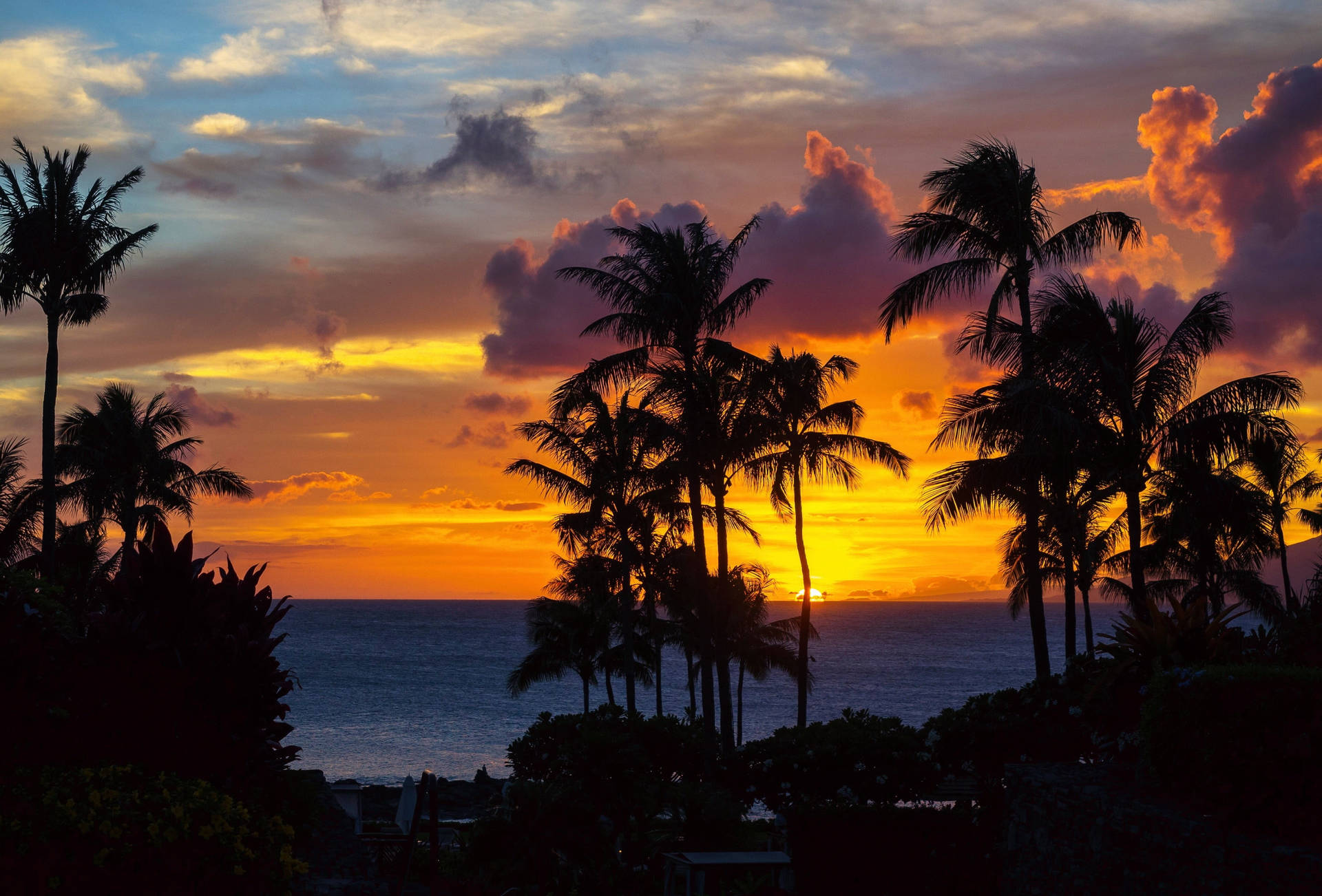 Fantastic Island Sunset Tropical Desktop Background