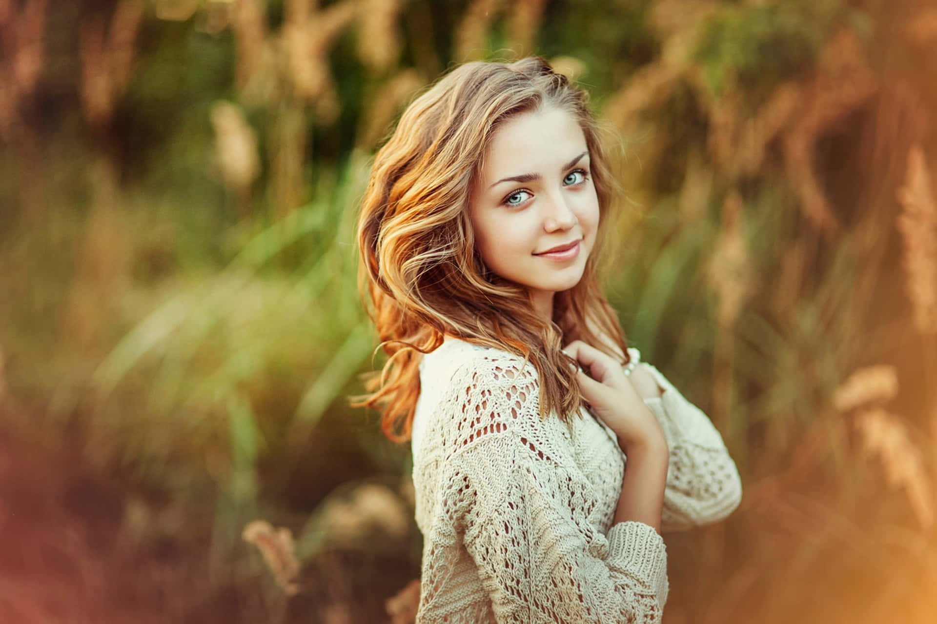 Fantastic Young Teenage Girl On A Green Dress Background