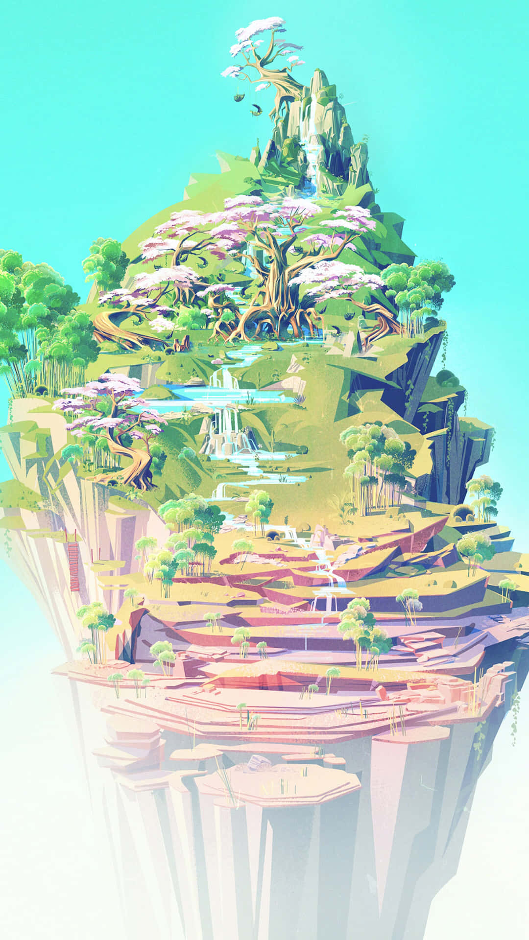 Fantastical_ Floating_ Island_ Illustration Background