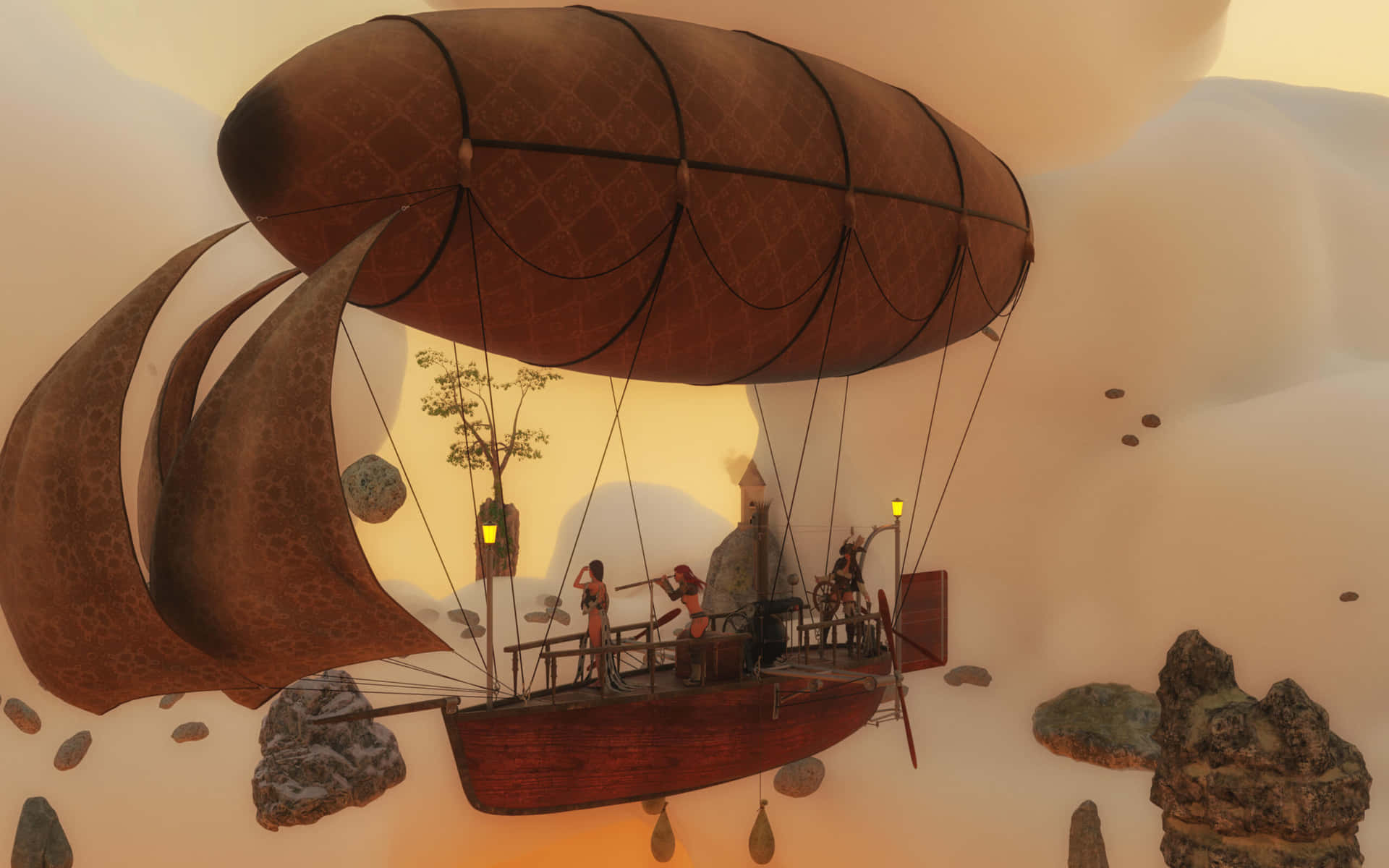 Fantasy Airship Adventure Background