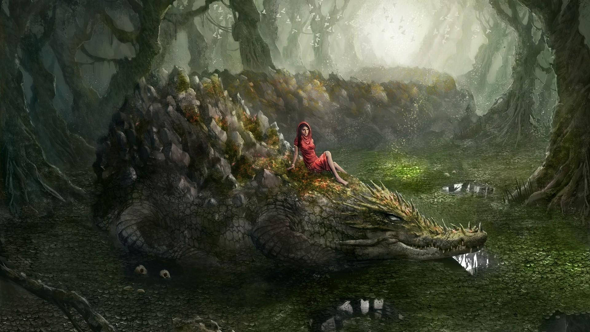 Fantasy Alligator Art Background