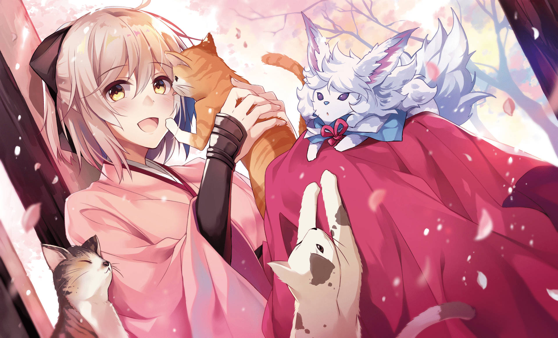 Fantasy Anime Cat Background