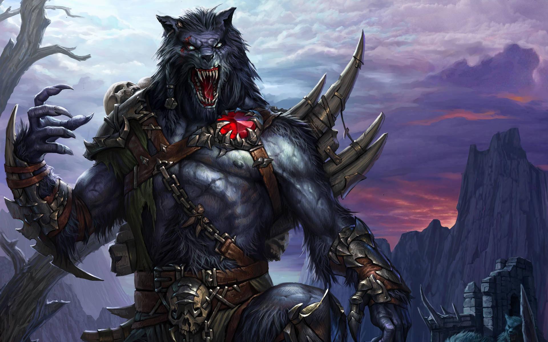 Fantasy Armored Werewolf Background