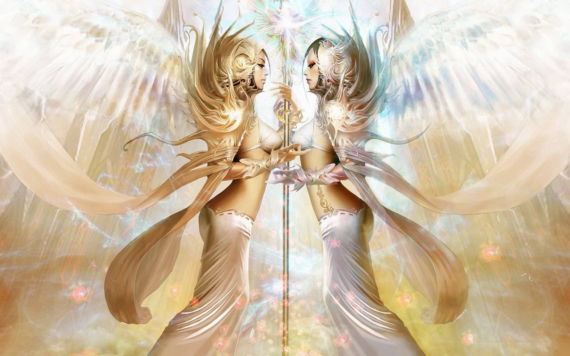 Fantasy Art Glowing Angels Background