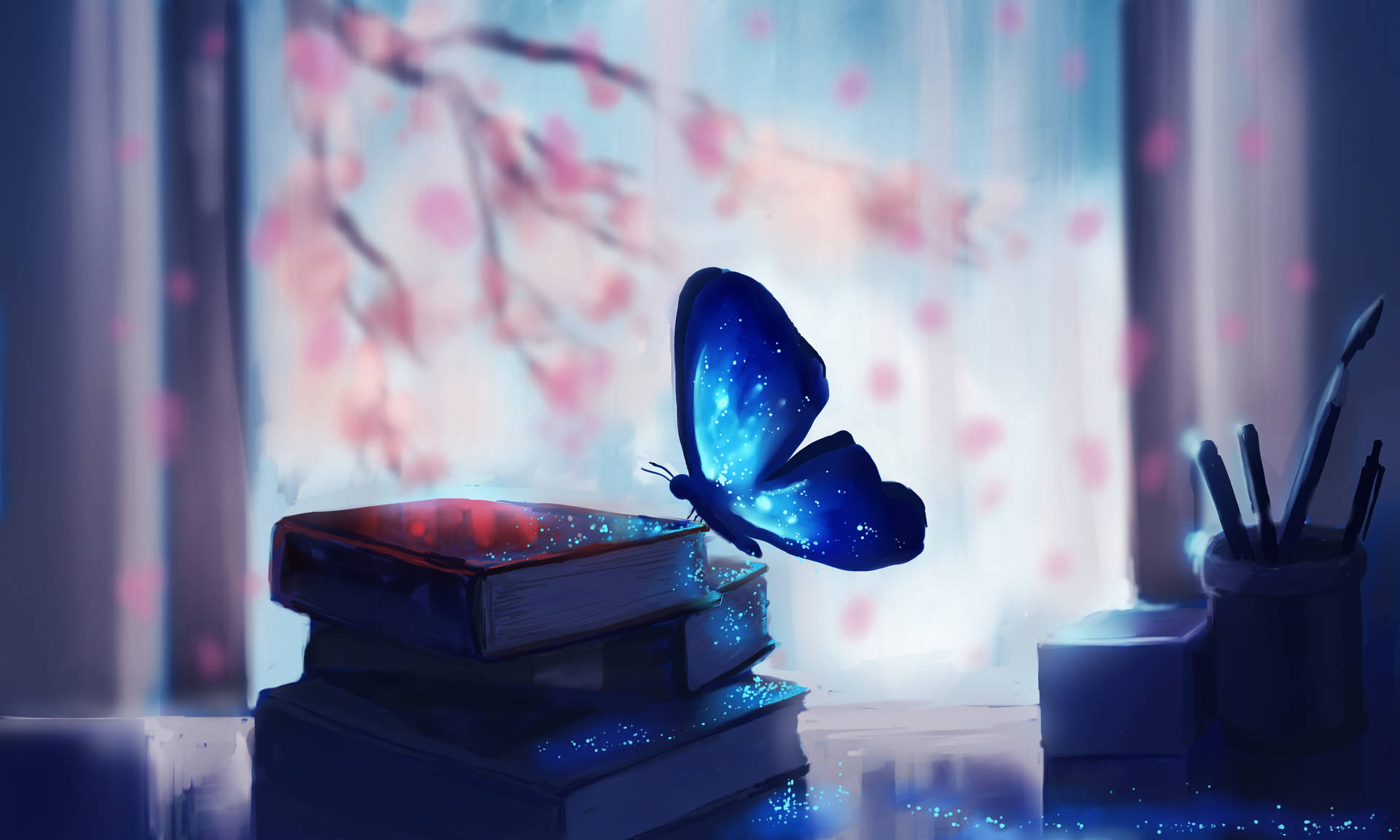 Fantasy Art Luminescent Butterfly Background