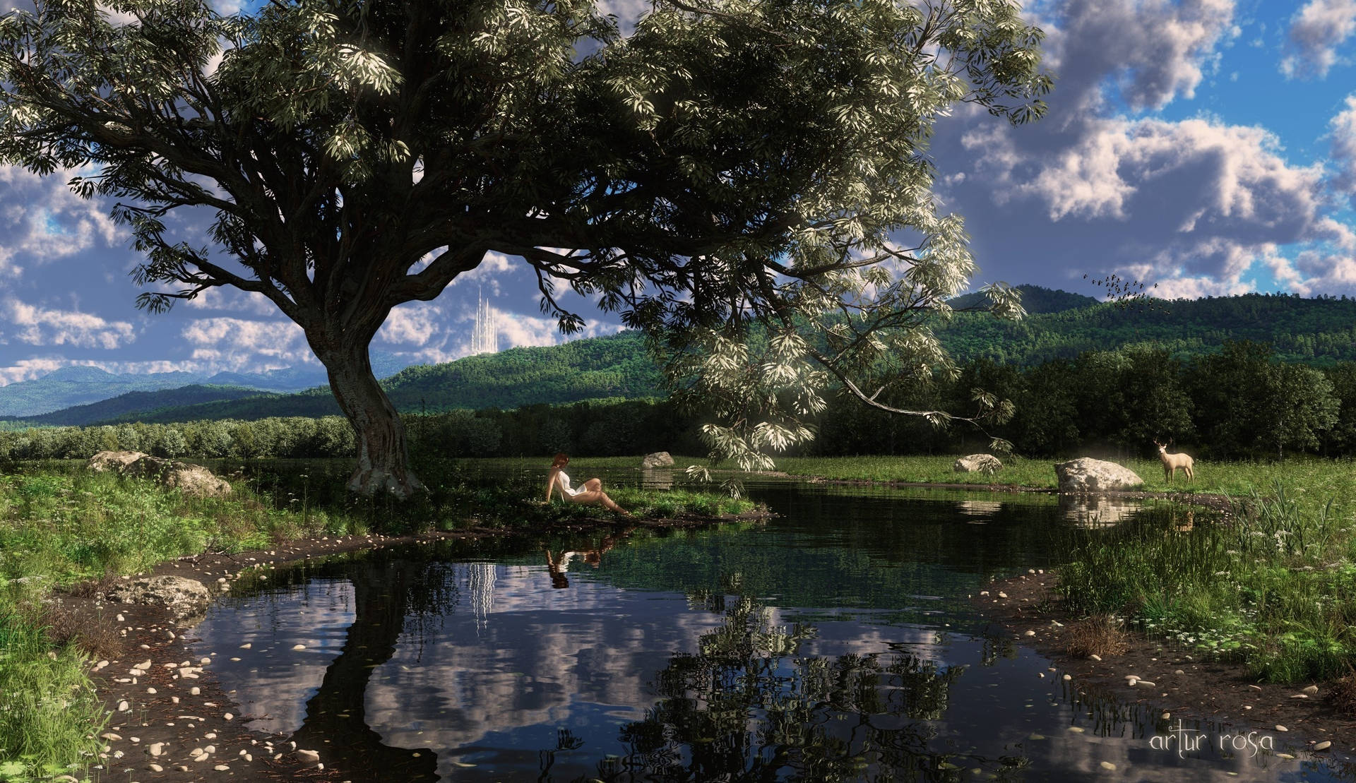 Fantasy Art Mountain Landscape Background