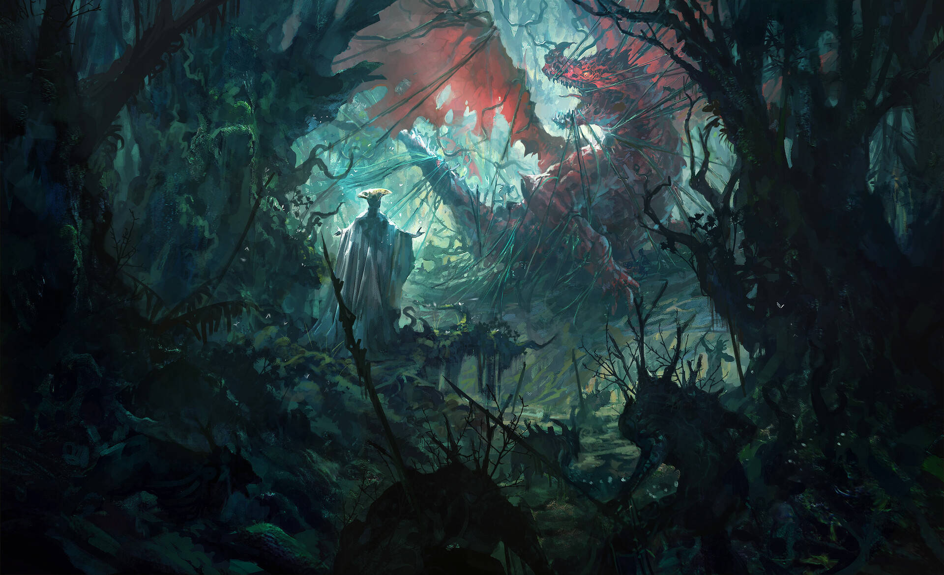 Fantasy Art Red Dragon Background