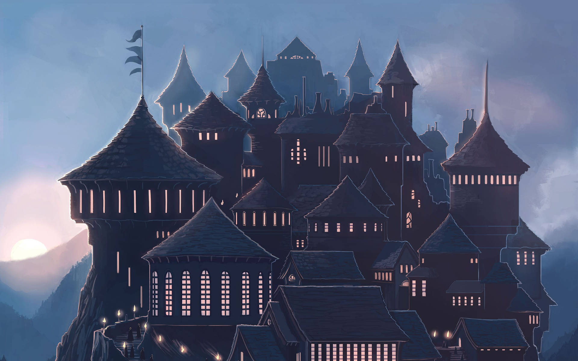 Fantasy Artwork Of Hogwarts Background