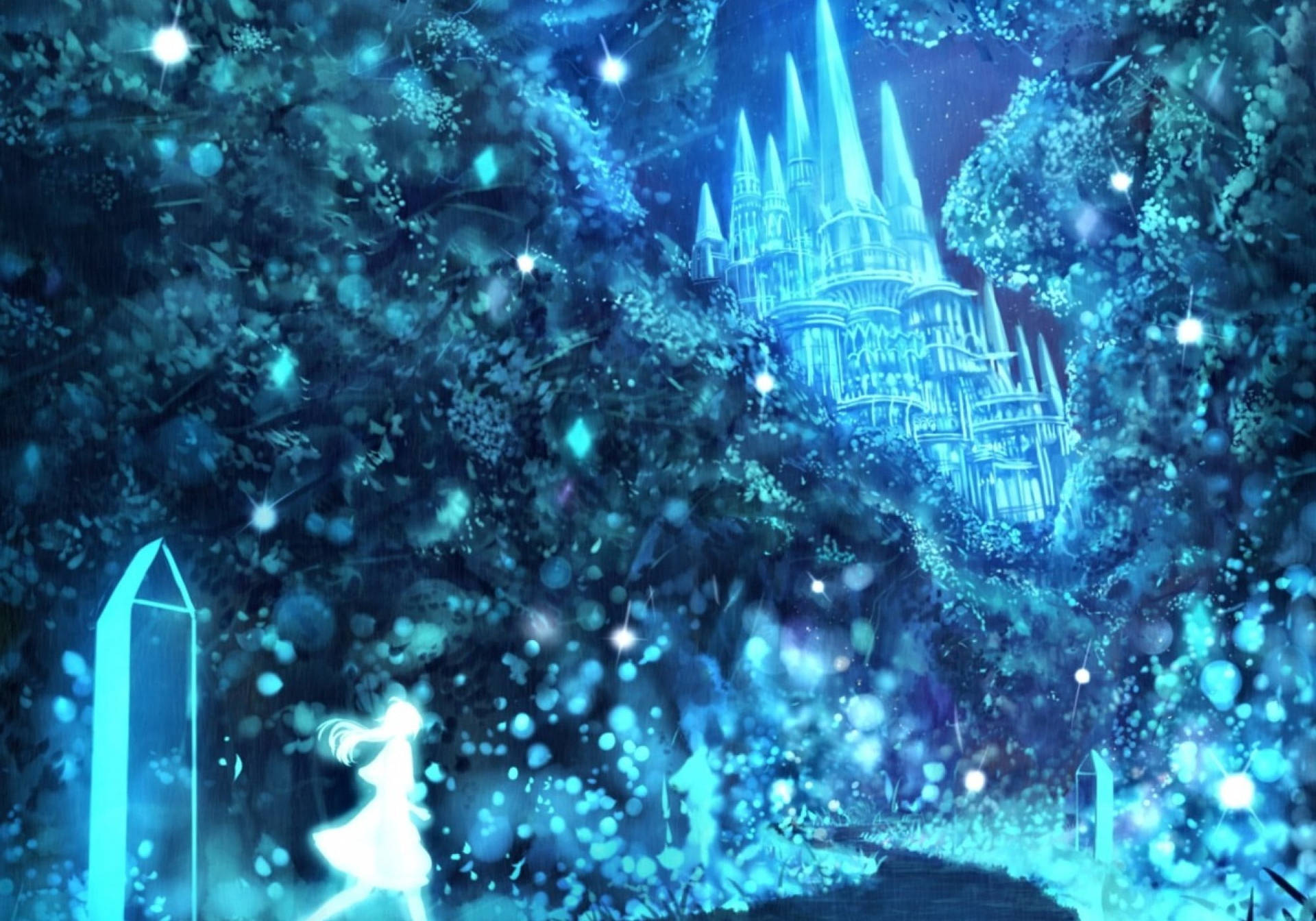 Fantasy Blue Frozen Castle Background