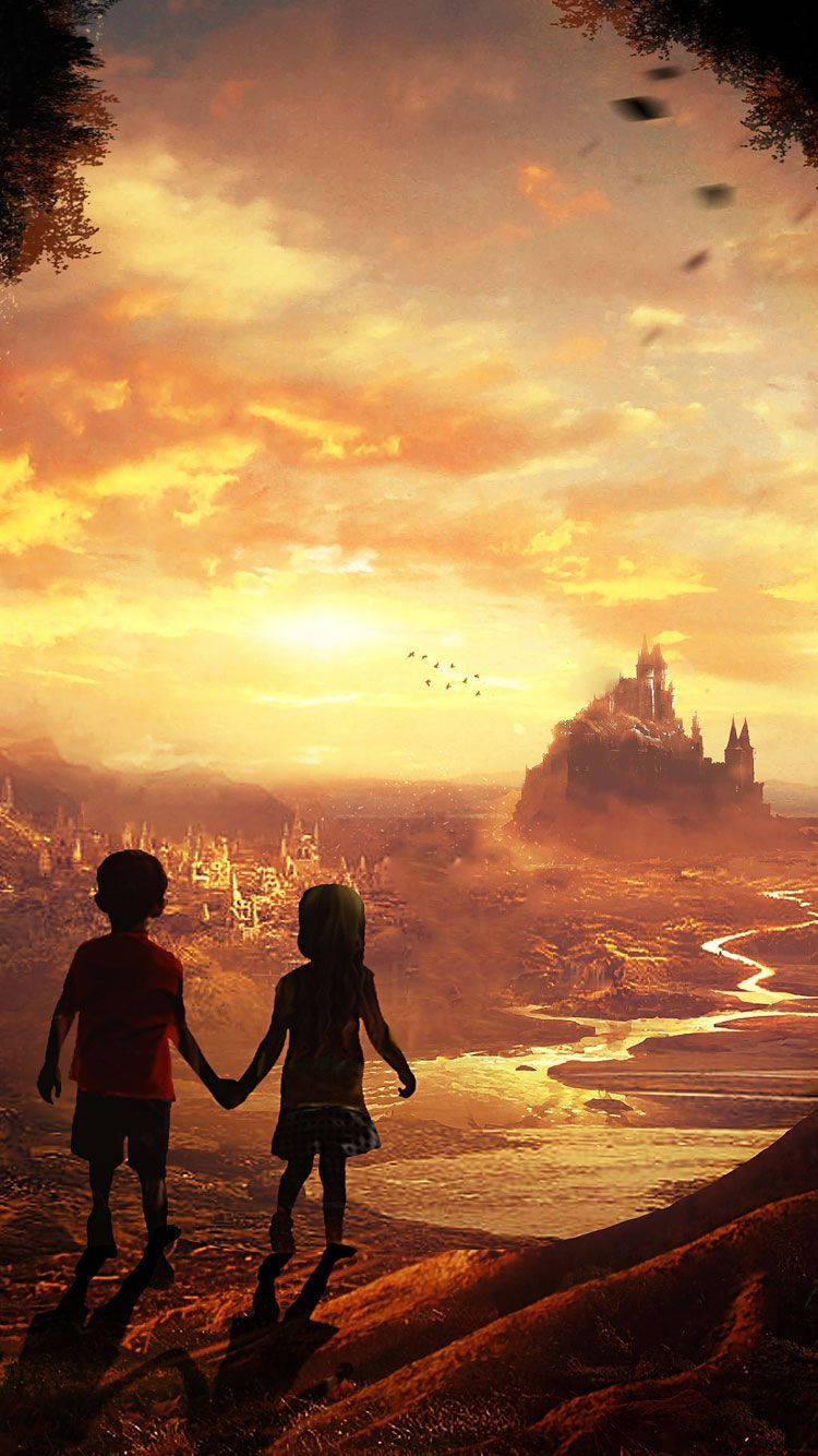 Fantasy Boy And Girl Illustration Iphone Background