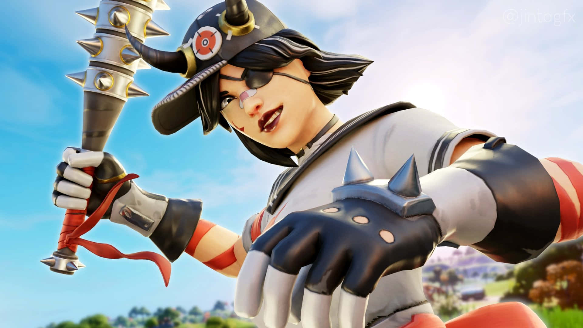 Fantasy Character With Spiked Mace Background