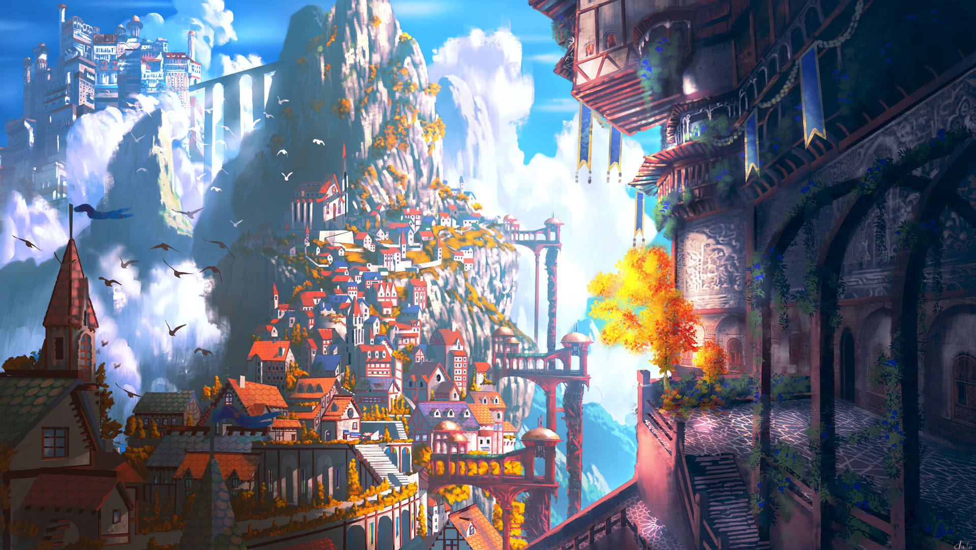 Fantasy City Castle Art Background