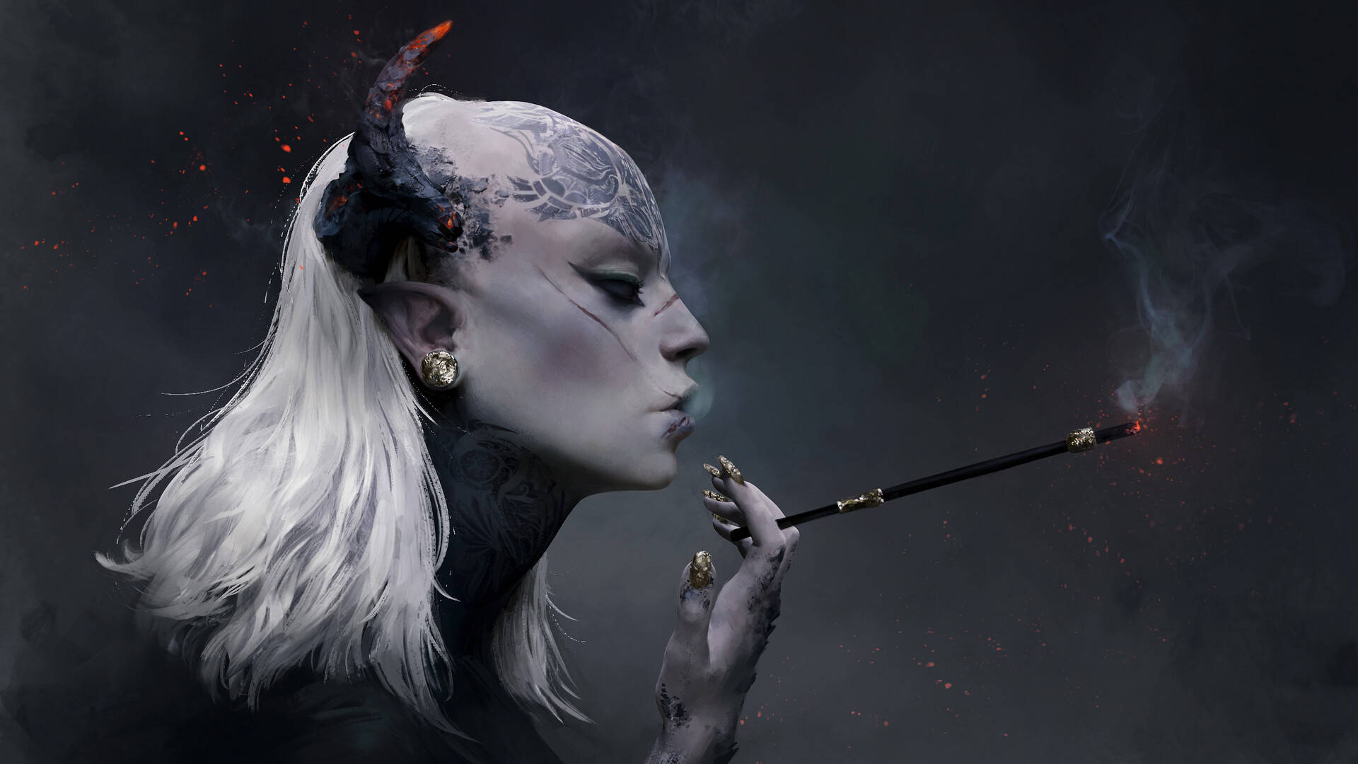 Fantasy Demon Smoking Background