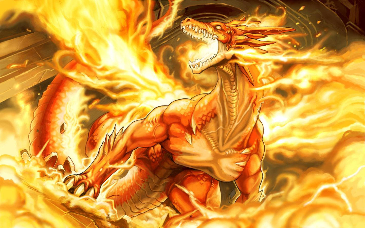 Fantasy Fire Anime Dragon Background