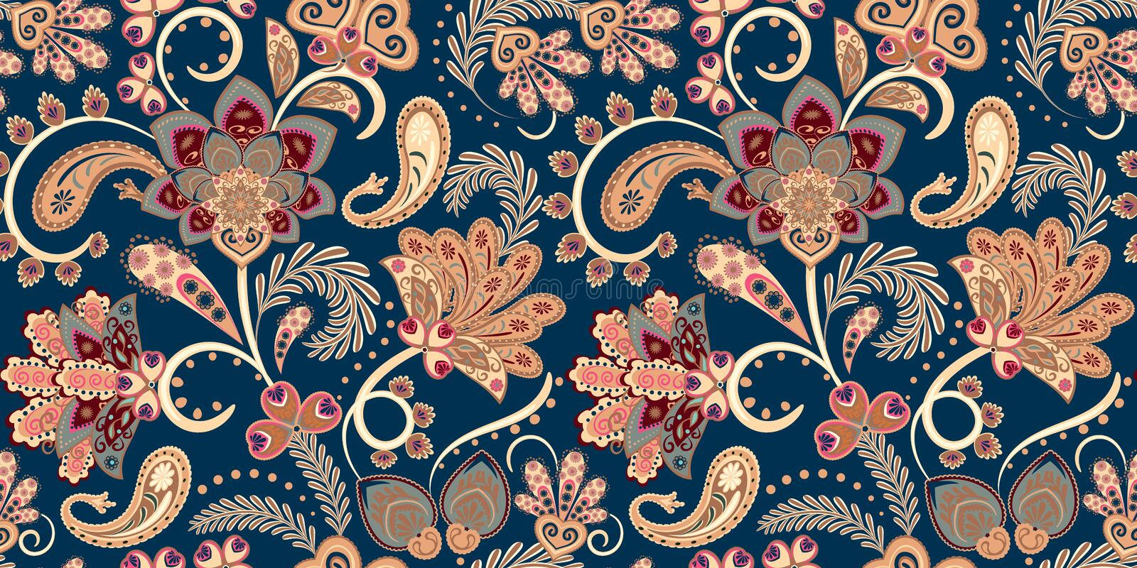 Fantasy Flowers Paisley Print Background