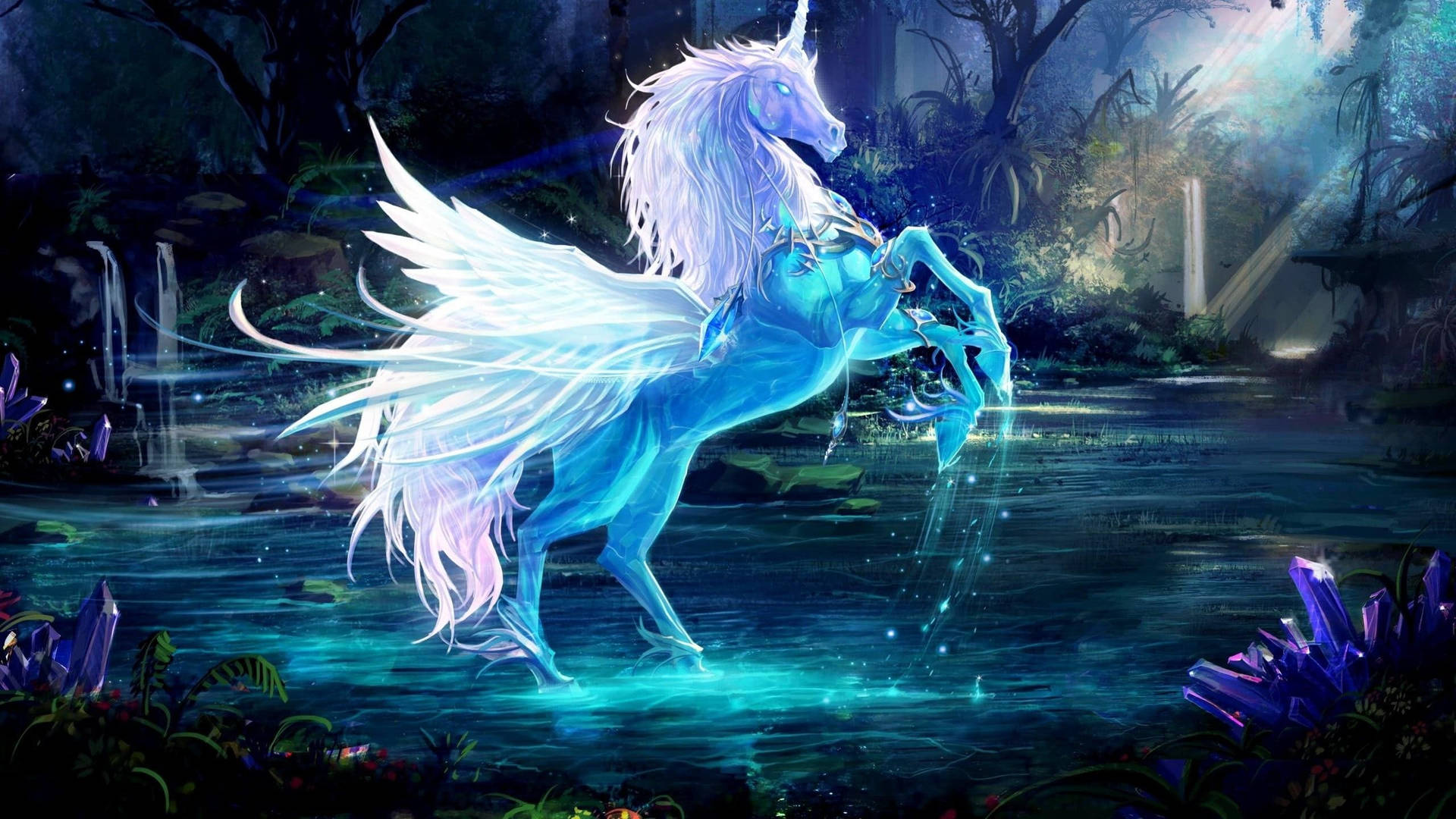 Fantasy Horse With Wings Background