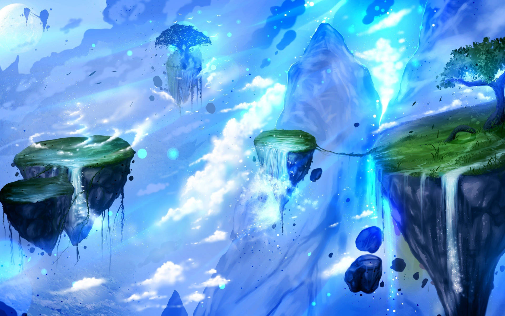 Fantasy Islands In Translucent Blue Light