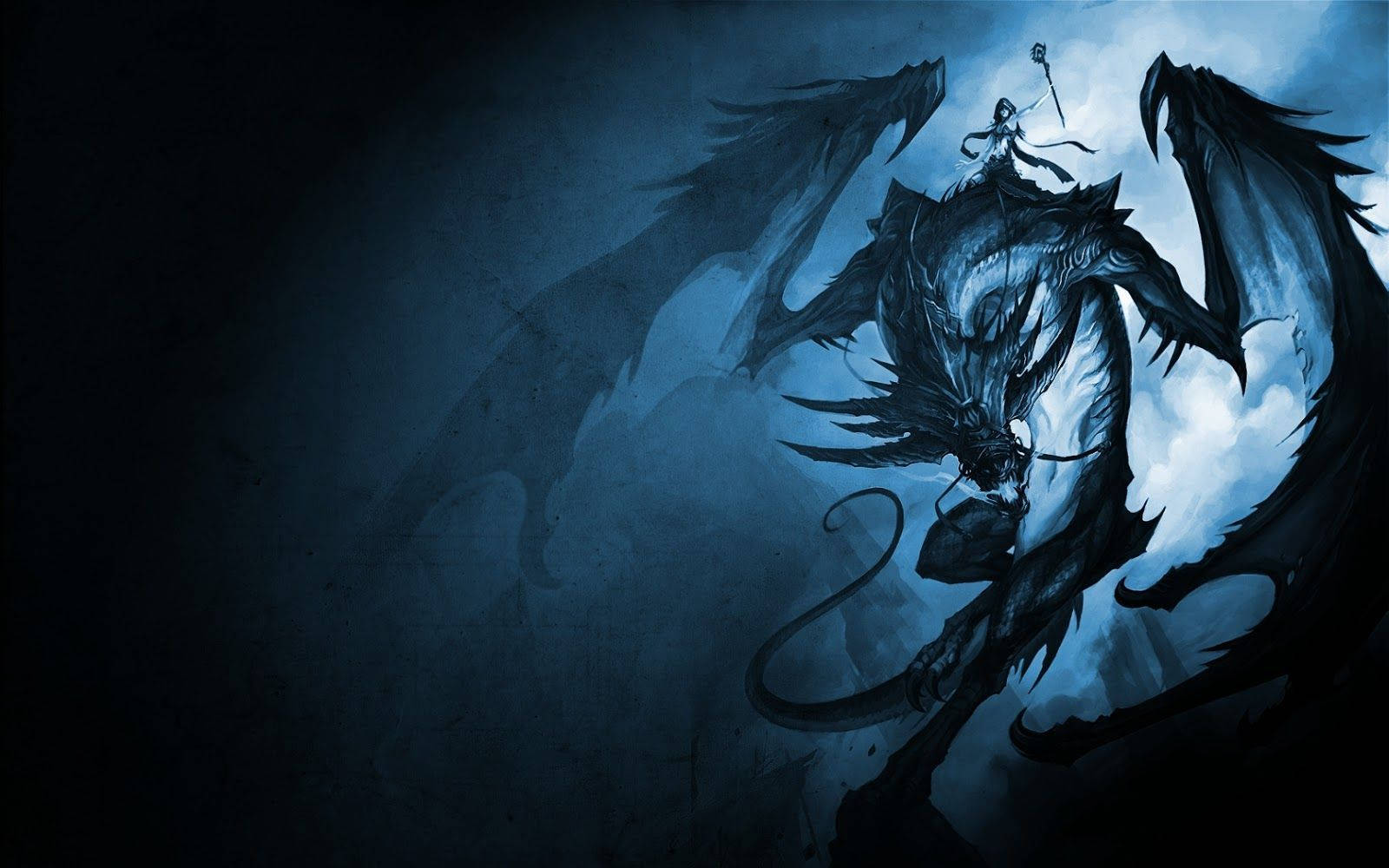 Fantasy Night Blue Dragon Background