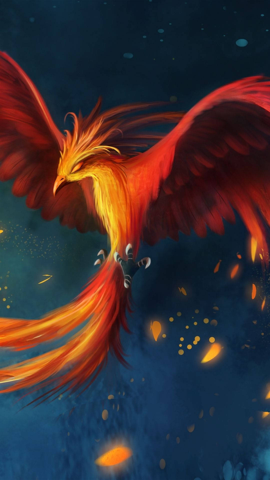 Fantasy Red Orange Phoenix Background