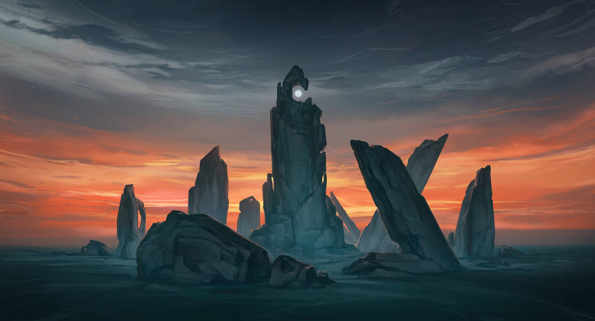 Fantasy Tall Rocks Background