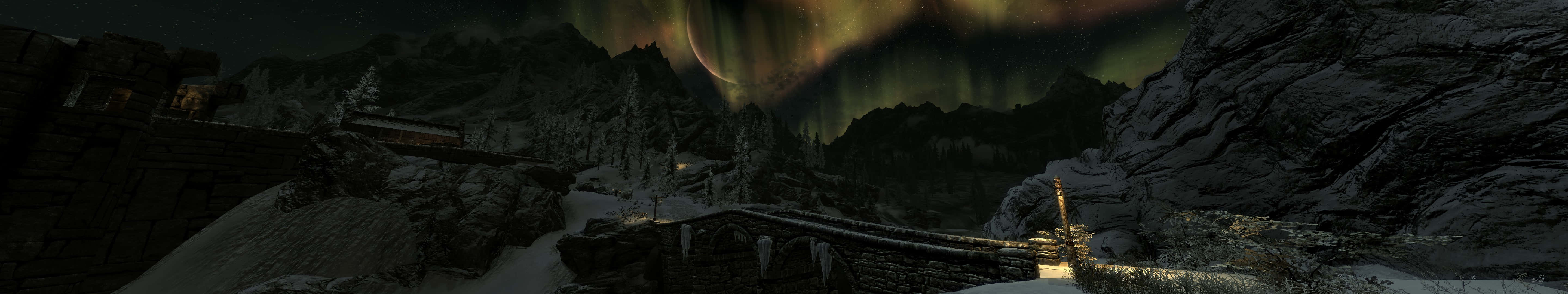 Fantasy Town Dark Triple Monitor Background
