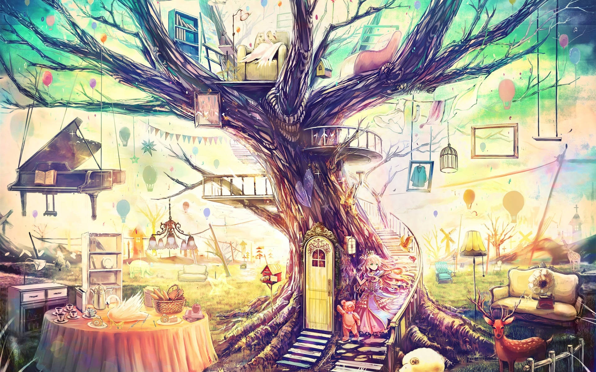 Fantasy Tree Anime Art Background