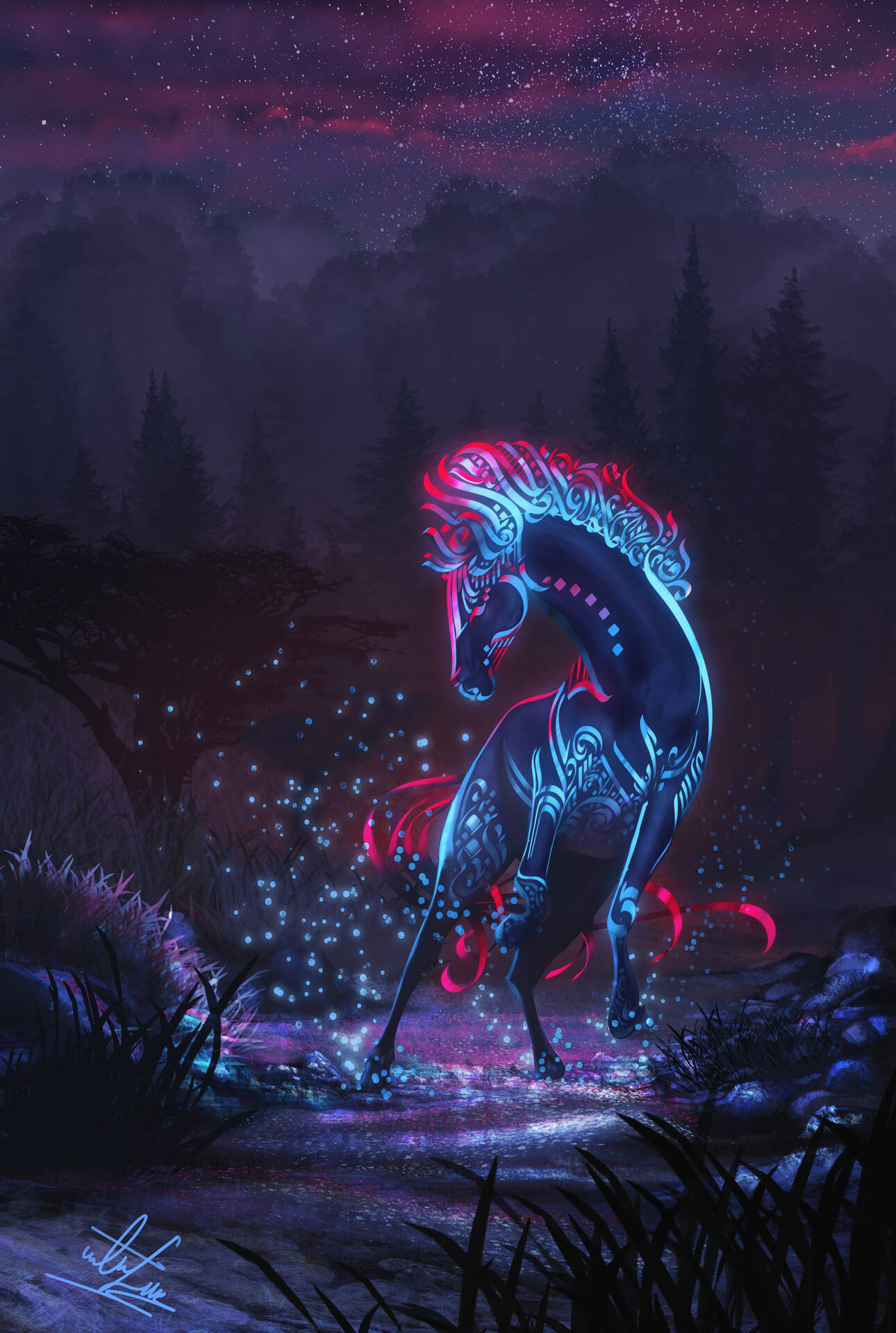Fantasy Tribal Horse Background