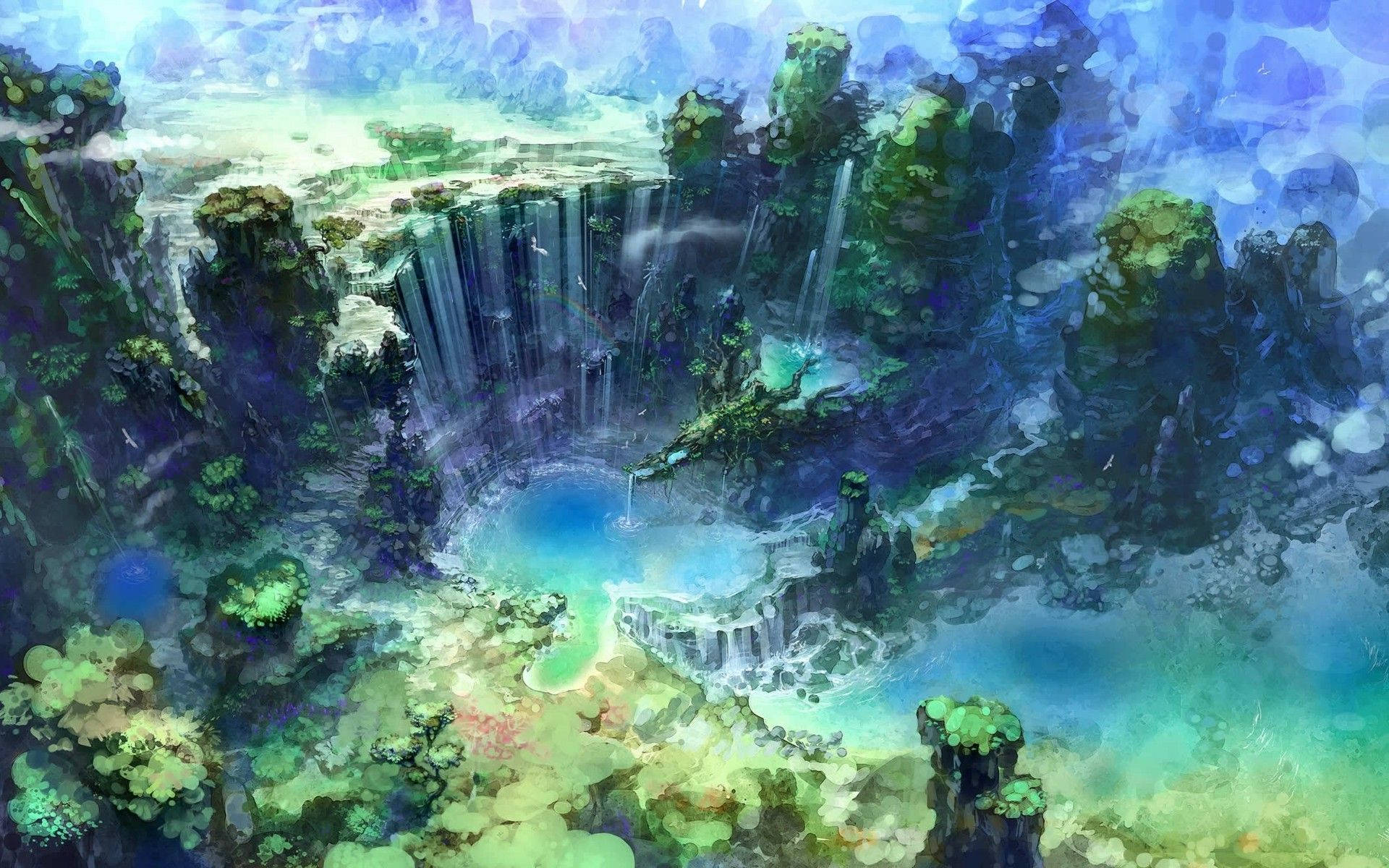 Fantasy Waterfall Art Background