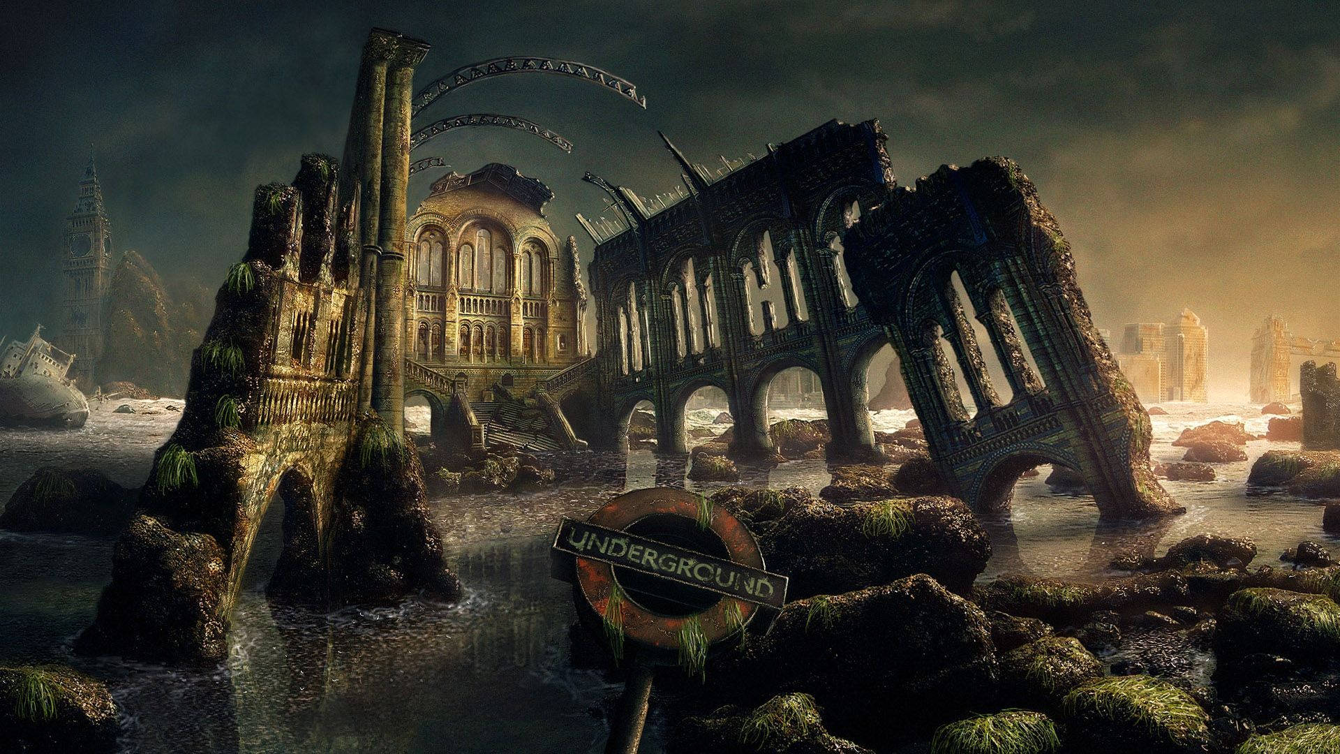 Fantasy World Ruined Architecture Background