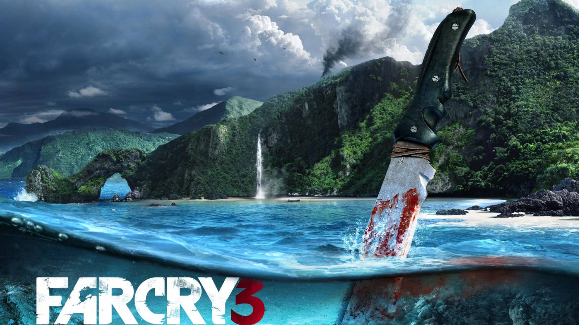 Far Cry 3 Bloody Knife In Water Background